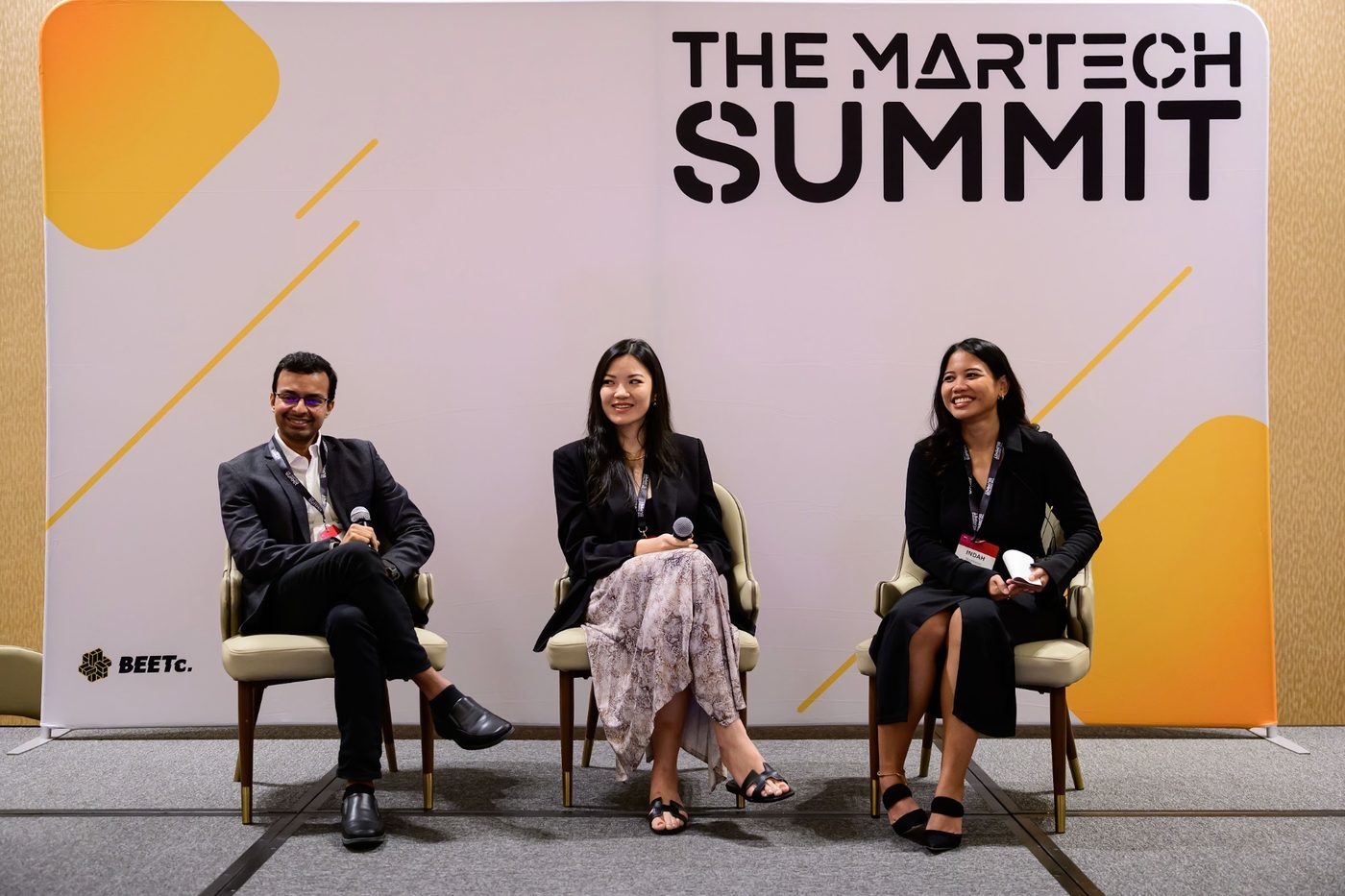 Nicole Chin on stage for a panel at The MarTech Summit