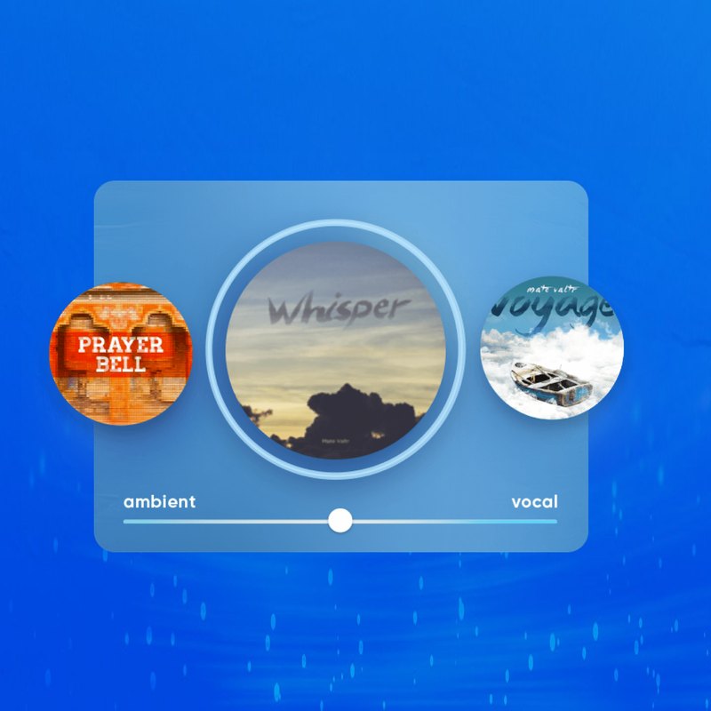 Omvana mixer blending an ambient track and a vocal track
